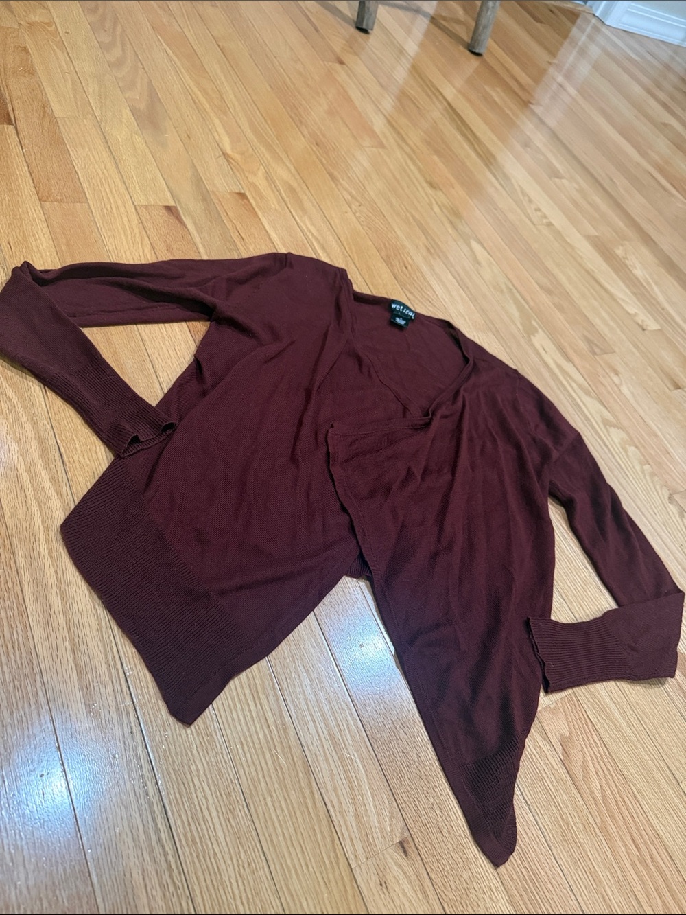 Wet Seal Open-Front Long Sleeve Cardigan in Burgundy